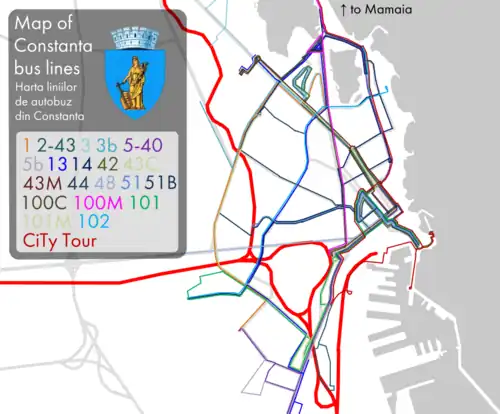 Map of Constanța bus lines (as of Aug. 2025)